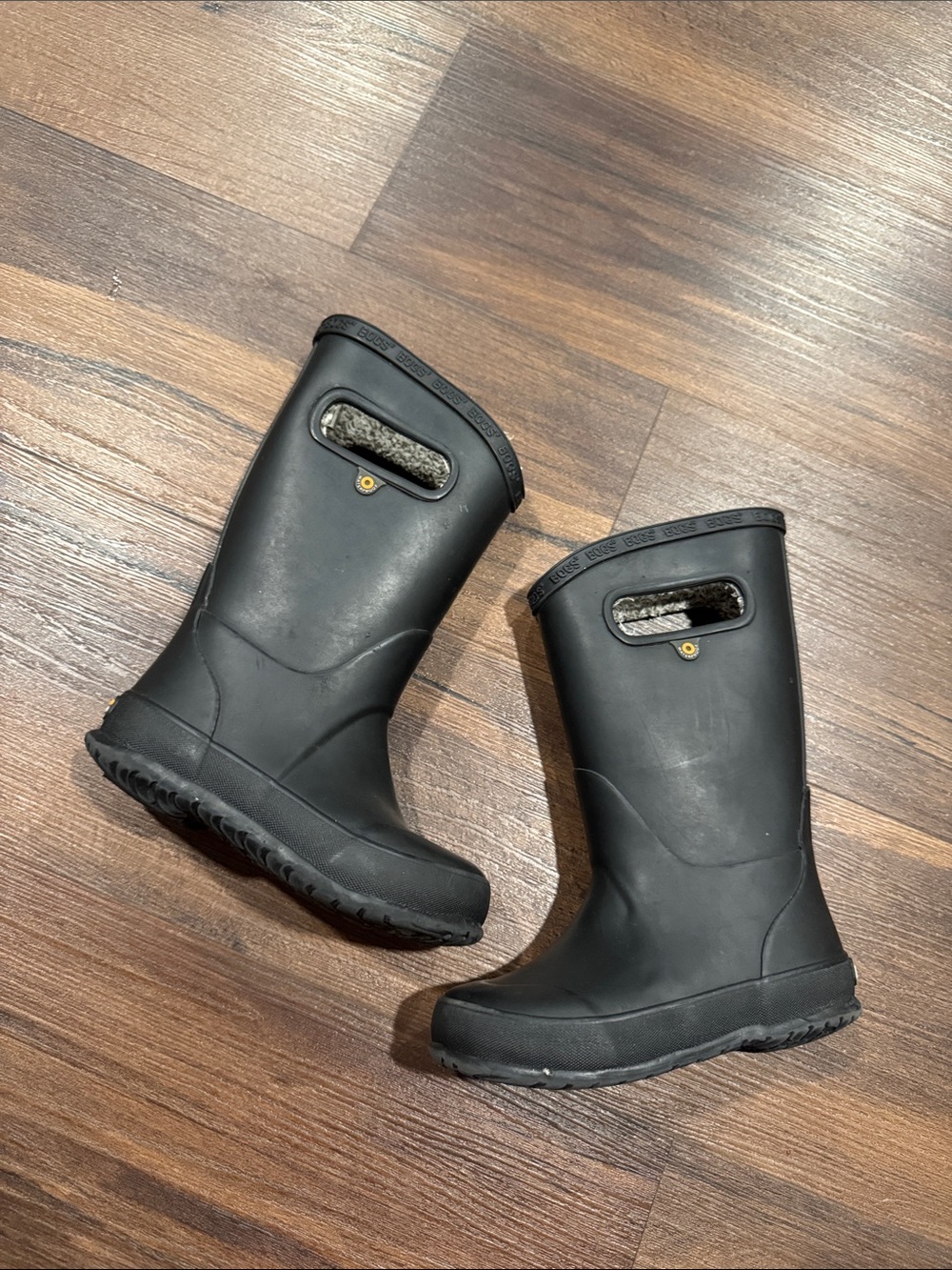 Toddler Bogs Black Rain Boot Plush Size 10C
